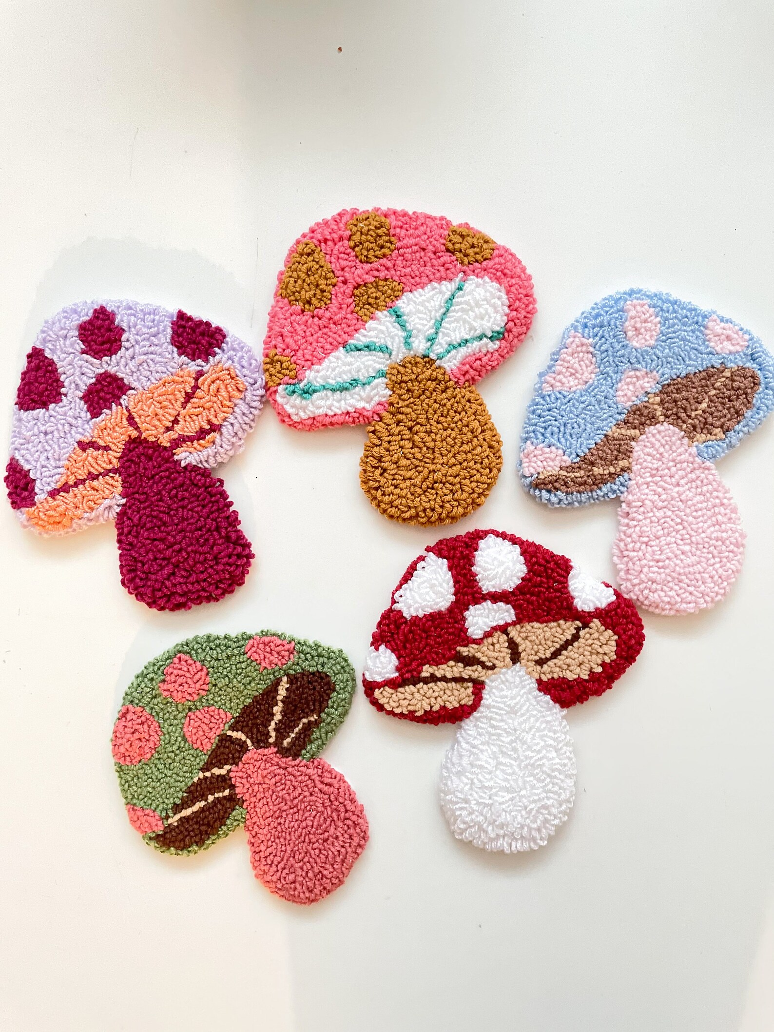 Mushroom Punch Needle Kit Tufted Mug Rug Full Kit Beginner - Etsy