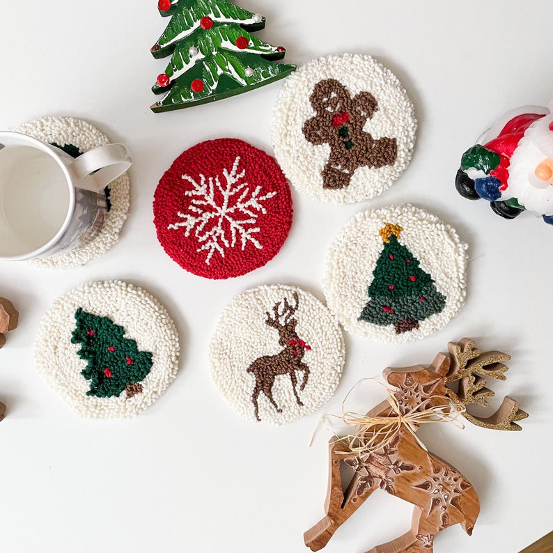 Punch Needle Coaster Kit DIY Craft Kit Handmade Mug Rug Etsy