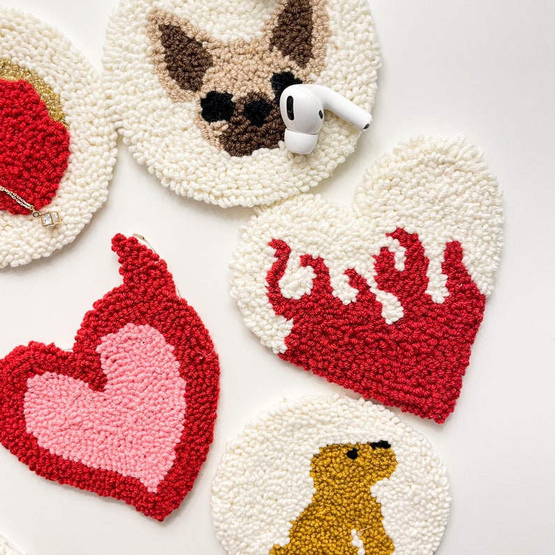 Punch Needle Coasters Kit Set Pet Coasters Kit Beginner Etsy