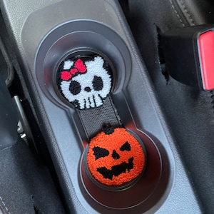 Halloween Car Coaster Collection | Set of Two Car Coaster | Tufted Car Cup Holders | Halloween Gift | New Car Gift | Pumpkin Car Decor