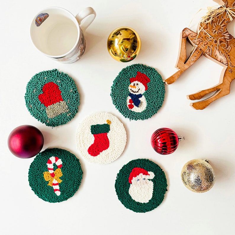 Punch Needle Coaster Kit DIY Craft Kit Handmade Mug Rug Etsy