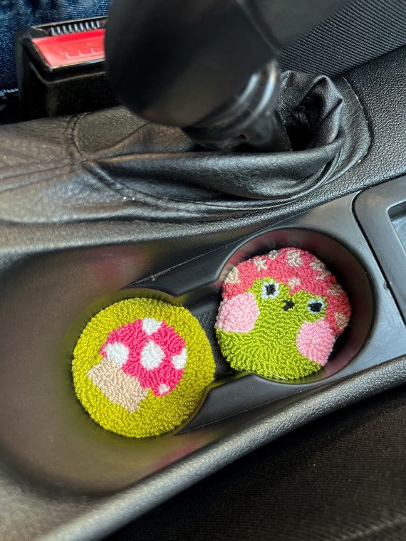Set of Two Cup Holder Coaster for Car Tufted Car Accessories for Women  Personalized Car Decor New Car Gift Mushroom Frog Coasters -  Denmark