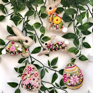 Easter Bunny Felt Ornaments Set / Easter Felt Eggs / Easter - Etsy