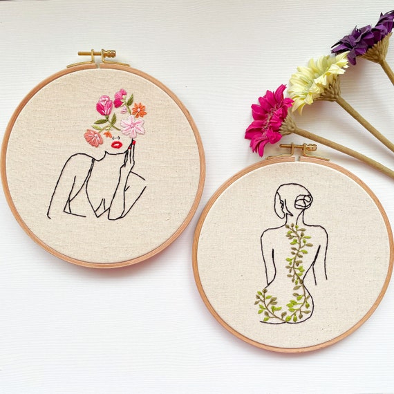 Feminist Embroidery Kit. Line Art Girls Hoop Art. Beginner Embroidery Kit.  Modern Embroidery. Stitching Gift. One Line Embroidery. -  Canada