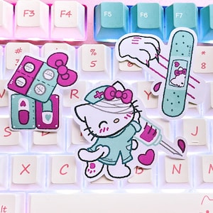 Pacchetto adesivi Yami Kawaii! Set di adesivi impermeabili in vinile opaco gotico pastello, decalcomania glitterata Vaporwave per laptop, bullet journal planner regalo