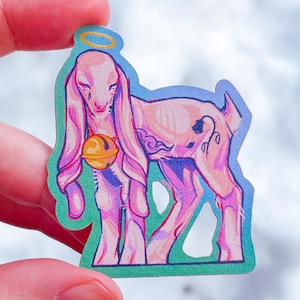 PEGATINA DE CABRA BEBÉ Adhesivo Kraft resistente al agua, Baphomet gótico pastel