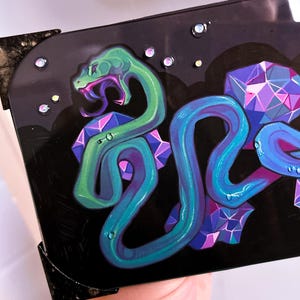 Rainbow Snake w/ Hand Painted Details Art Print in a Vintage Frame <3