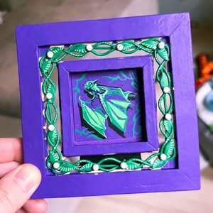 Cute Bat Tiny Painting, UNIQUE PIECE! Hand painted Art on a Vintage Frame <3