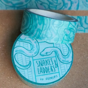Fita Washi de cobra fofa, fita adesiva de design original, scrapbooking, correio feliz, diário de papelaria kawaii fofo, planejador Bujo, amigos de cobra