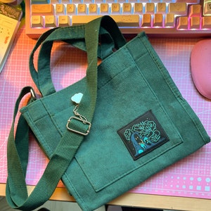 Bolsa de Ombro de Veludo Cotelê My Wizard com Patch de Sombra Costurado à Mão da Wizard Money Gang! Edição Verde! Bolsa Tote Harajuku