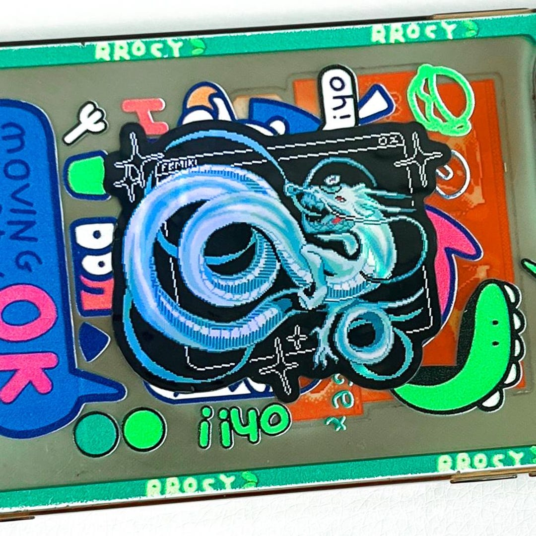 Vaporwave Dragon Holographic Sticker | Robot Dragon Cybercore Sticker