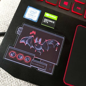 Adesivo de arte em pixel de morcegos de frutas | Bebê fofo de Halloween frutado, decalque transparente colorido assustador, mas kawaii para laptops, diário de marcadores, planejador
