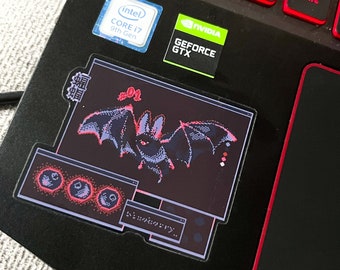 Fledermäuse Pixel Art Sticker | Fruchtiges Halloween niedliches Baby, gruselig aber kawaii bunter transparenter Aufkleber für Laptops, Bullet Journal, Planer