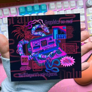 Virtual Dragon Purple LoFi Art Print &lt;3 5x5 Mini Print or Postcard!