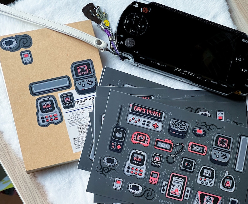 Vintage Consoles Pixel Art Sticker Sheet! Retro Gaming Original Design ...