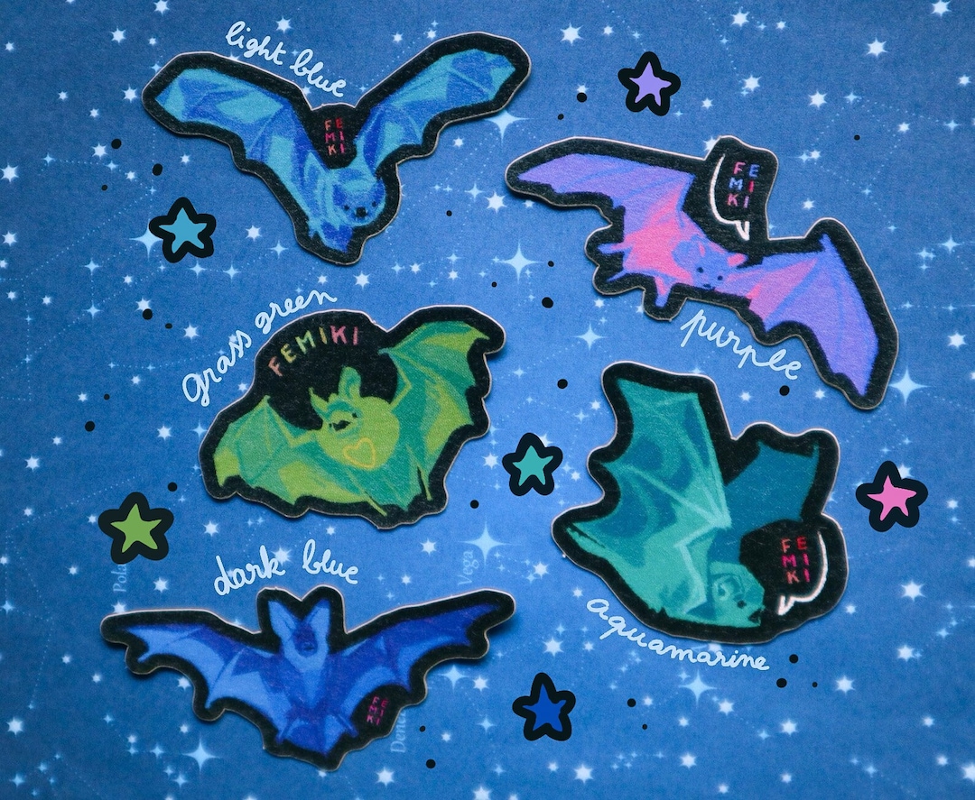Cute Rainbow Bats Sticker Pack Kawaii Baby Bat Sticker Set Goth Decor Y2K Aesthetics Stickers