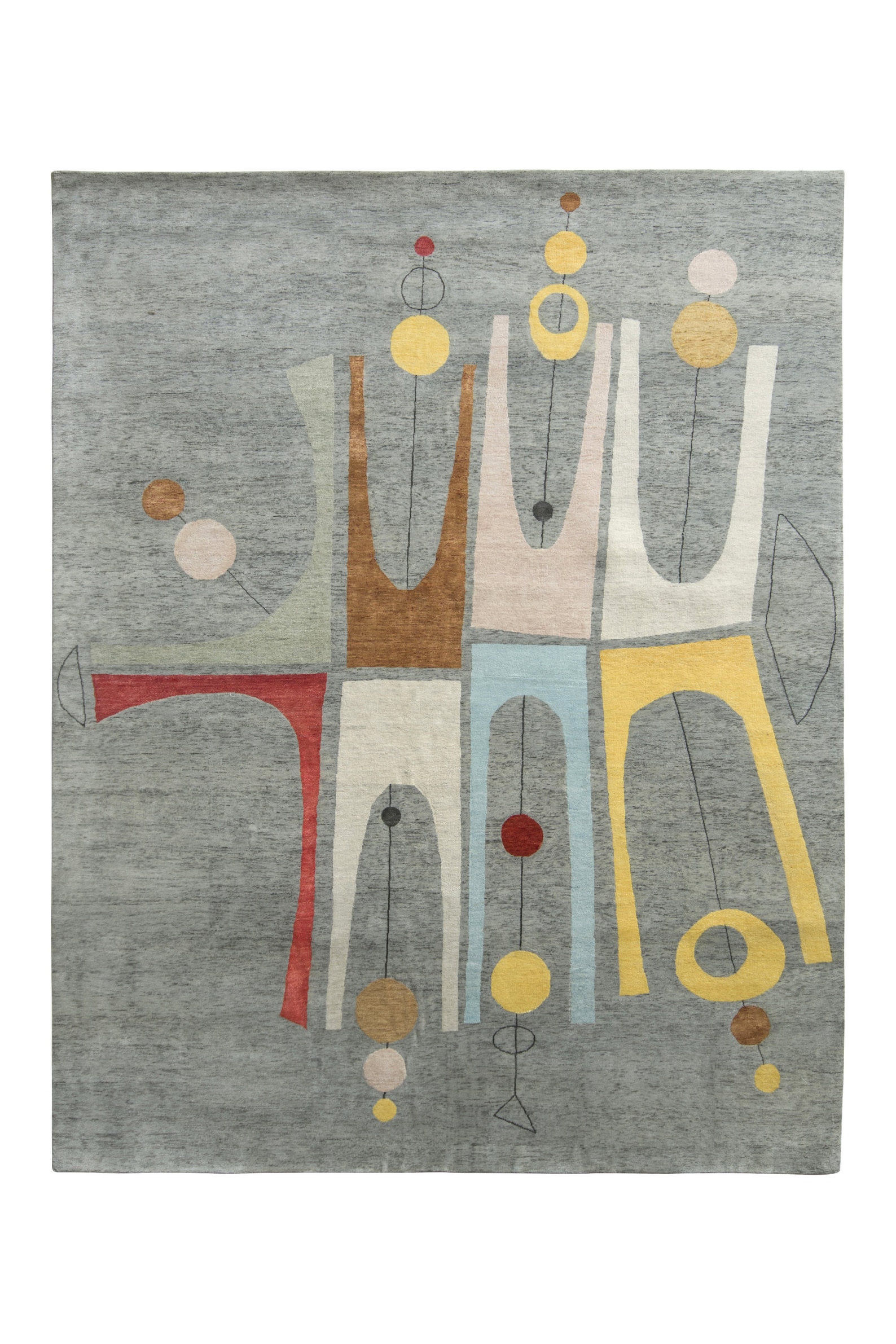 MidCentury Modern Style Rug in Gray Multicolor Atomic Age Etsy