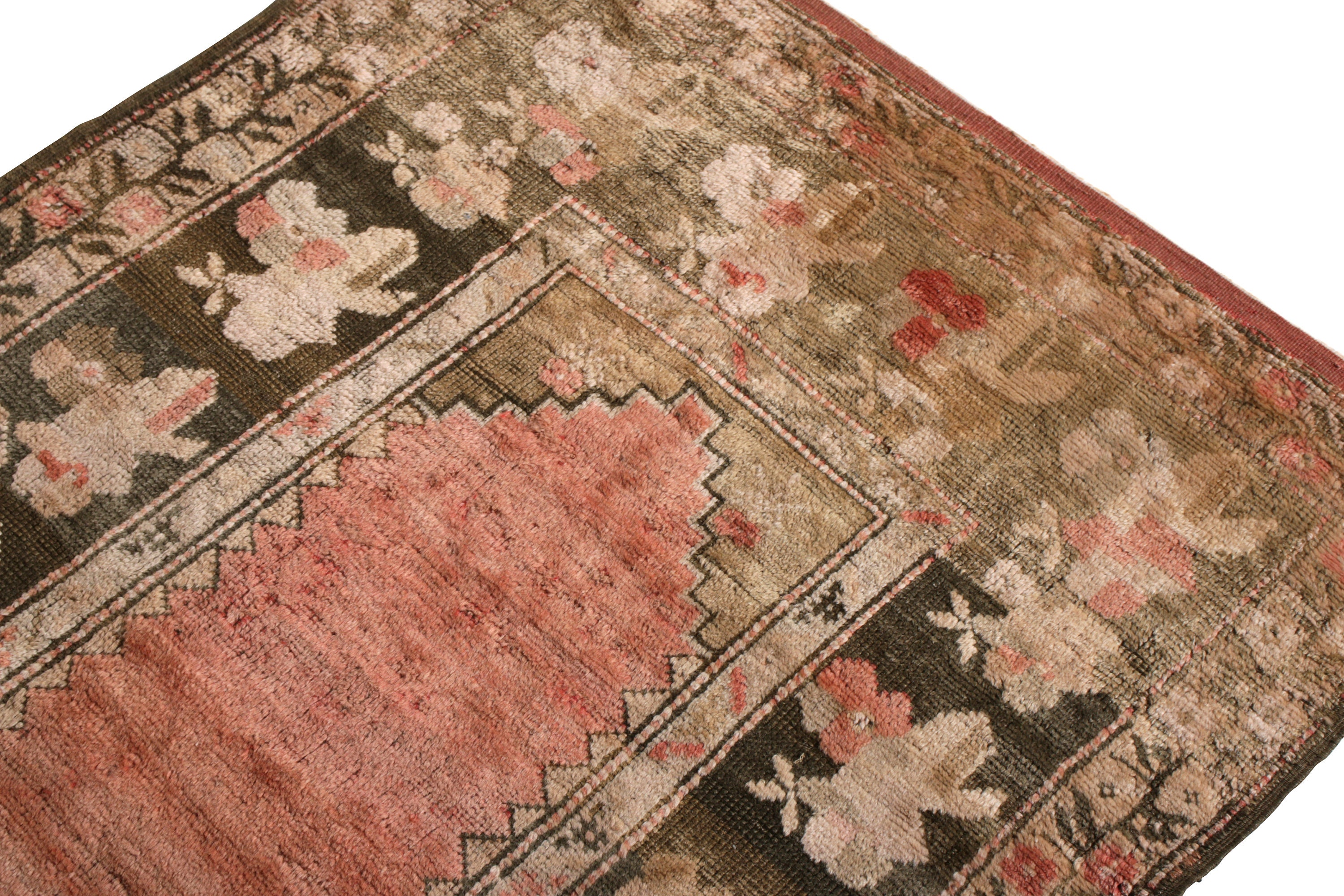 Alfombra de acento antiguo anudada a mano en patrón floral | Etsy