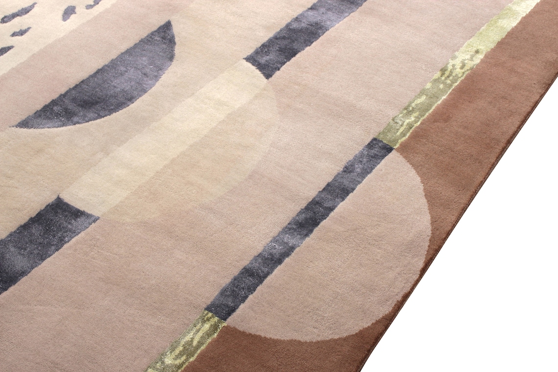 Midcentury Modern Style Rug in Beige Brown Geometric Pattern Etsy UK