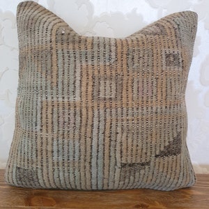 Vintage Turkse kelim kussensloop: 16 x 16 neutraal bohokussen