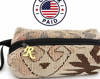 Personalisierte Kilim Kosmetiktasche: Handgemachte ethnische Make-up-Tasche
