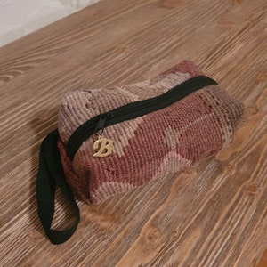 Authentique trousse à crayons, pochette à crayons vintage, cadeau de fête des mères, cadeau pour maman, trousse de toilette sud-ouest, trousse de maquillage marron rose, trousse kilim