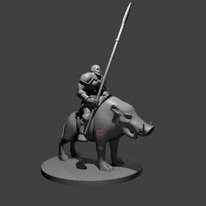Half Orc Barbarian riding boar