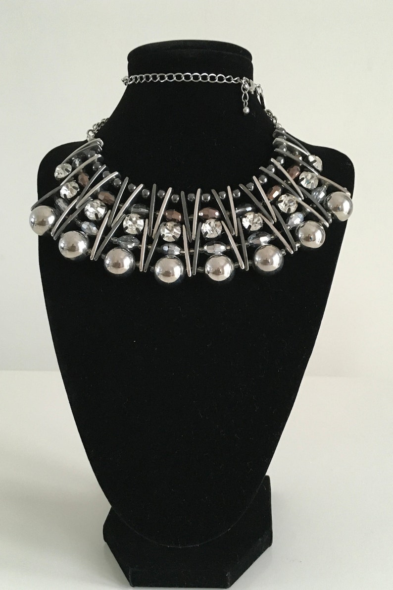 Vintage Necklace Glass Bead Aurora bibbed Multi Strand Necklace Glass Beads Costume Jewellery Wedding Jewellery