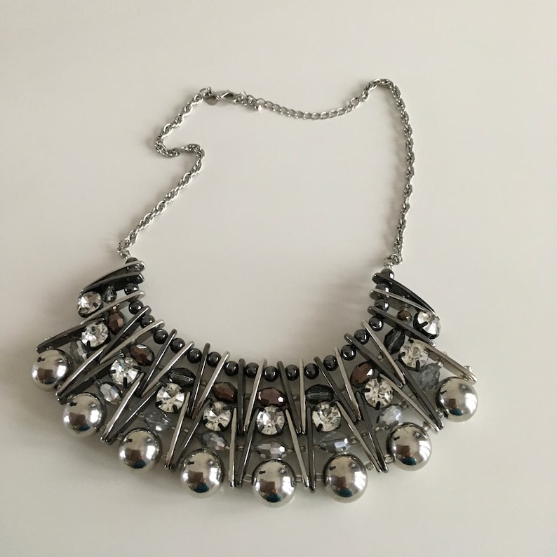 Vintage Necklace Glass Bead Aurora bibbed Multi Strand Necklace Glass Beads Costume Jewellery Wedding Jewellery