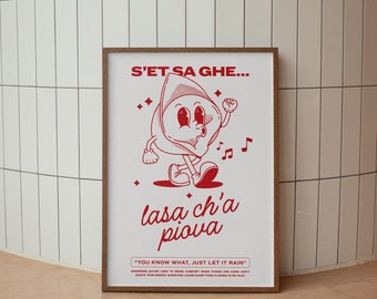 Dialetto italiano, Modena, Tortellino, arte da parete dal design retrò, decorazione da parete, divertente poster illustrativo, grande arte stampabile, arte da parete stampabile