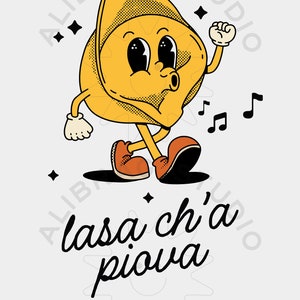 Dialetto italiano, Modena, Tortellino, arte da parete dal design retrò, decorazione da parete, divertente poster illustrativo, grande arte stampabile, arte da parete stampabile immagine 3