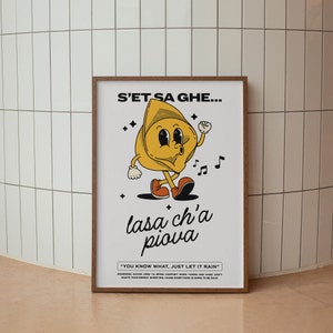 Dialetto italiano, Modena, Tortellino, arte da parete dal design retrò, decorazione da parete, divertente poster illustrativo, grande arte stampabile, arte da parete stampabile