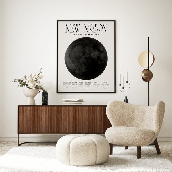 New Moon Rituals Wall Art, Digital Download Print, Trendy Wall Art, Modern Wall Decor, Minimal, Astrology, Downloadable Print