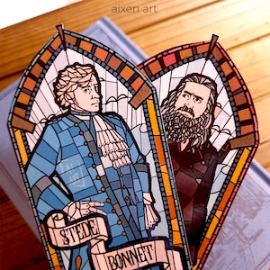 OFMD stained glass bookmarks (Edward Teach, Stede Bonnet) Our Flag Means Death glass illustration