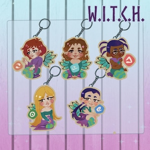 ZAMÓW W PRZEDSPRZEDAŻY - drewniane breloki WITCH (Will, Irma, Taranee, Cornelia, Hay Lin) Breloczki z grafiką fanowską W.I.T.C.H.