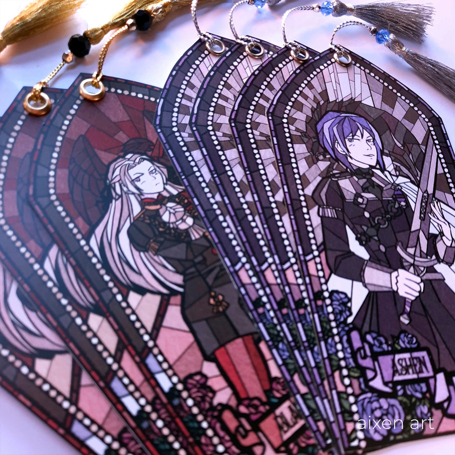 Fire Emblem Three Houses bookmark stained glass. Golden Deer Etsy