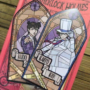 CASE CLOSED stained glass bookmarks (Shinichi Kudo, Kaito Kid) Detective stained glass illustration