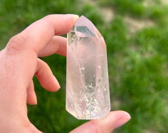 Rare Pink Lithium Quartz Tower | Heart Chakra Crystal from Brazil