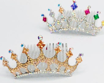 Rhinestone Crown combs, Tiara pearl Crown Hairpiece, Bridal Prom Bridesmaid Quinceanera Party Birthday Princess Children Flower Girl comb
