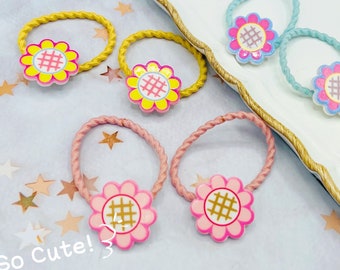 6Stk Set Sonnenblume Mini Haargreifen, Pferdeschwanzhalter, Blumen Kinder Haarschmuck, süßes Blumen Haarband, Farbe Haarverschluss