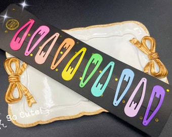 Barrette Hair Snap Clips (50mm) rainbow color Selection Snap clips, Metal Snap Clips for DIY Hair Crafts, Ships directly from USA!