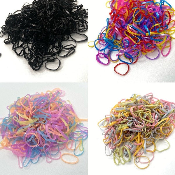 250-400 pcs Clear Black Elastic Band Hair Tie, Dreads Braids Multi-coloured Rainbow Festival Hair Dresser Supplies Goth Rocker Dance Cosplay