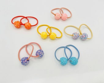 Adorable glitter balls hair ties, cute balls kids elastic band, toddler hair elastics, girls hair accessories