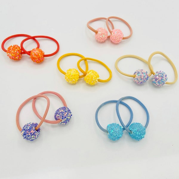 Adorable glitter balls hair ties, cute balls kids elastic band, toddler hair elastics, girls hair accessories