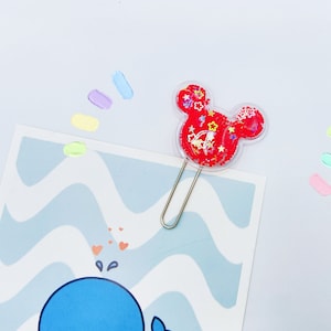 Mouse design Bookmark. small mouse planner clip, Mickey Mouse planner clips, Glitter mickey planner clip, sequins shaker planner clip