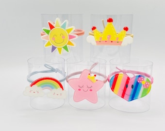 Acrylic hair ties, Ponytail Holder, Women kids Hair Tie Hair Accessory, rainbow hair ties, sun hairband, heart hair fastener, crown hair tie