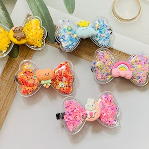 Super adorable bowknot shaker kids hair clips, cute glitter bows hair clips, hair clip for kids, cute girls and adults hair accessories
