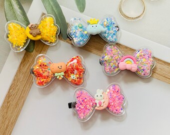 Super adorable bowknot shaker kids hair clips, cute glitter bows hair clips, hair clip for kids, cute girls and adults hair accessories