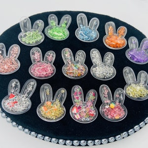 Rabbit design sequins shaker, flat back Cabochons, bunny Hair bow Supplies, Scrap-booking, Glitter shaker for DIY,  Hair clip princess style