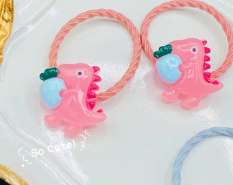 4pcs set mini dinosaur hair ties, Ponytail Holder, dinosaur kids Hair Accessories, cute dinosaur hairband, color hair fastener